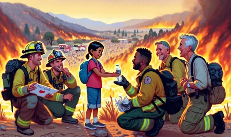 8-Year-Old Girl Brings Joy to Firefighters Battling Wildfires in California